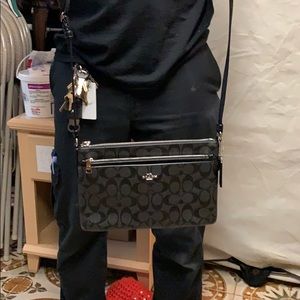 Coach black&gray with silver accent crossbody